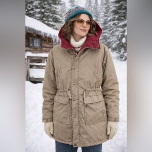 Vintage Women's Down Quilted Reversible Puffer Coat Sz M Bibi Bros 70s 80s Parka